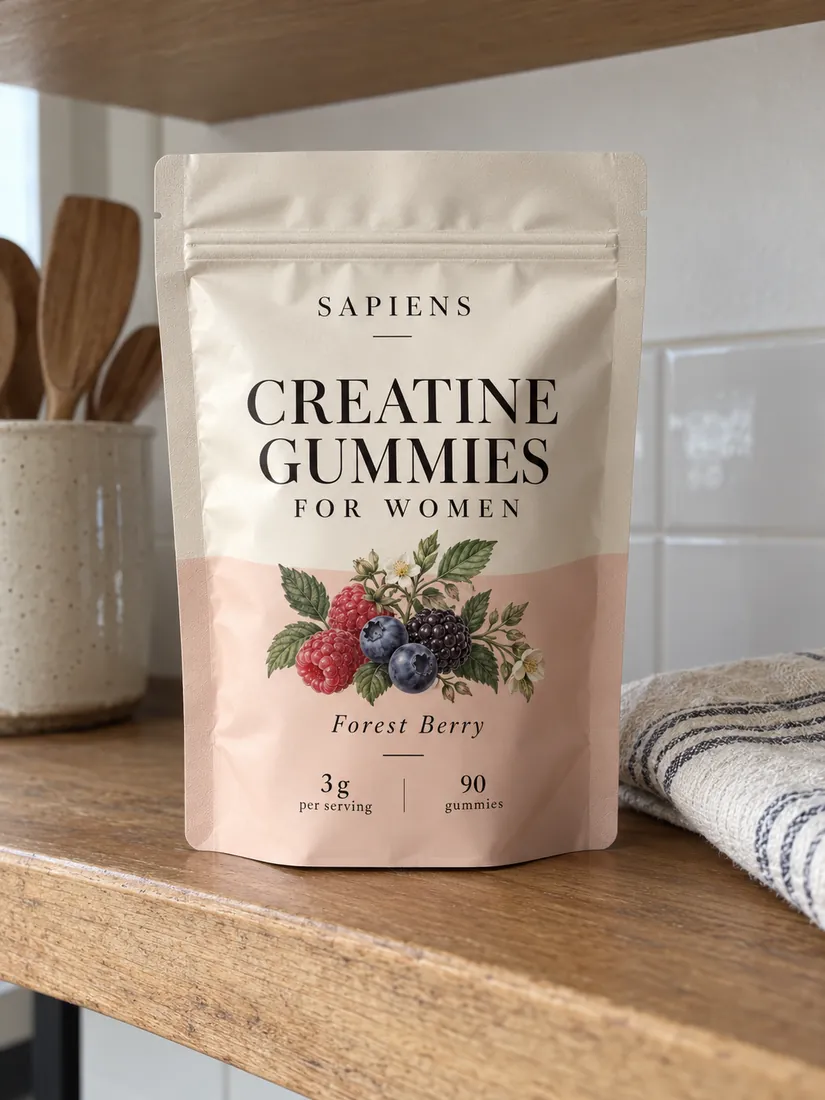 SAPIENS pouch on a kitchen counter.